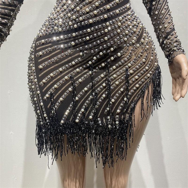 Tassel Dress Birthday Party Long Sleeve Ironing Transparent - VAleG