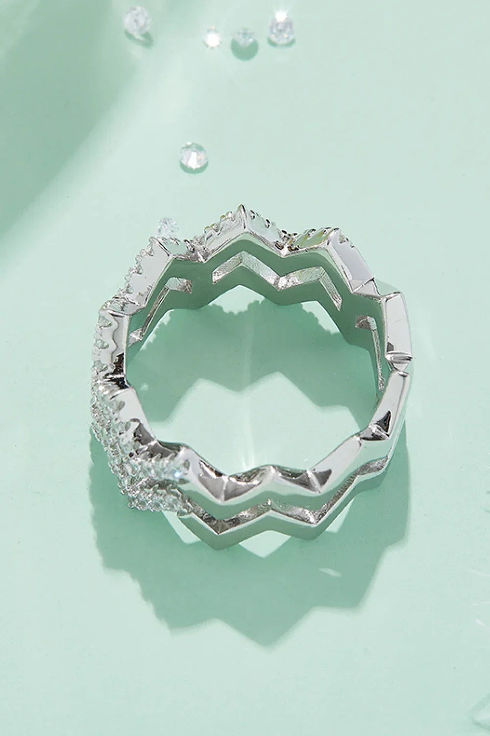 Adored Moissanite Zigzag Stacking Rings - VAleG