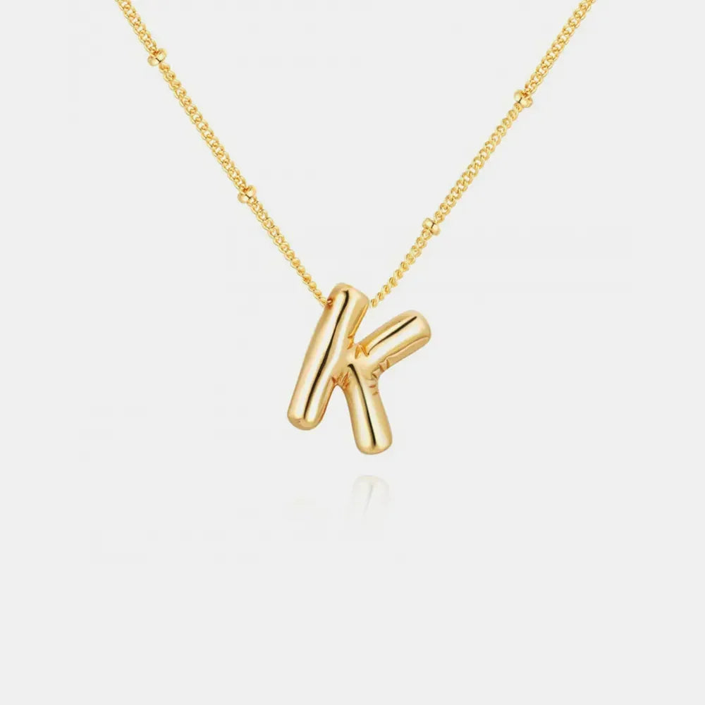 Gold-Plated Bubble Initial Necklace - VAleG