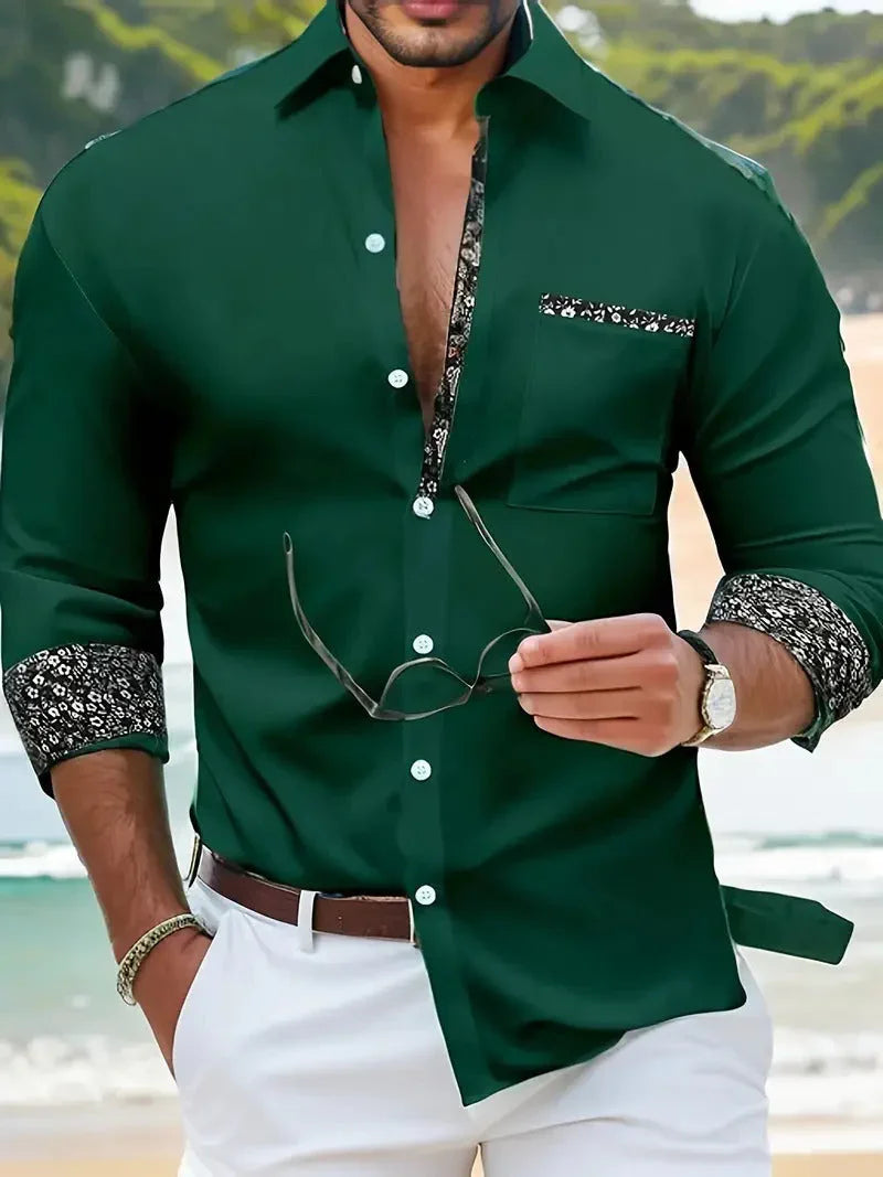 Fashion Loose Breathable Pocket Men's Long Sleeve Shirt - VAleG