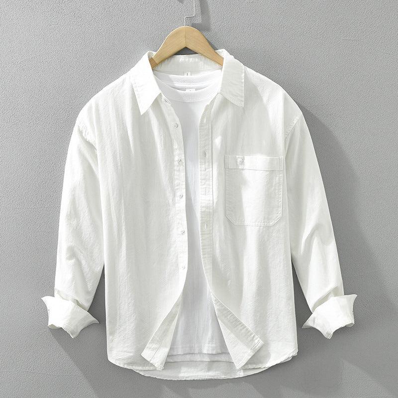 Japanese Style Simple Long Sleeve Shirt Men's New Fashion Casual - VAleG
