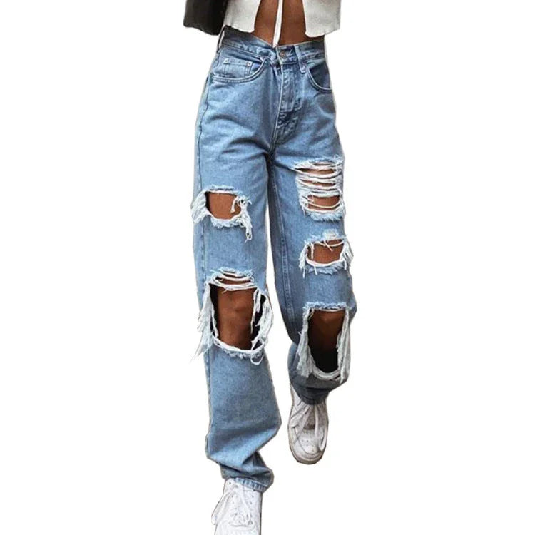 Women Jeans Ripped Slimming Washed Women's Jeans Trousers - VAleG