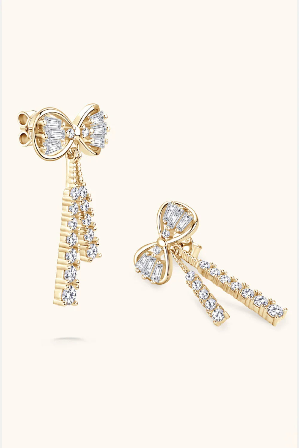 1.12 Carat Moissanite 925 Sterling Silver Bow Earrings - VAleG