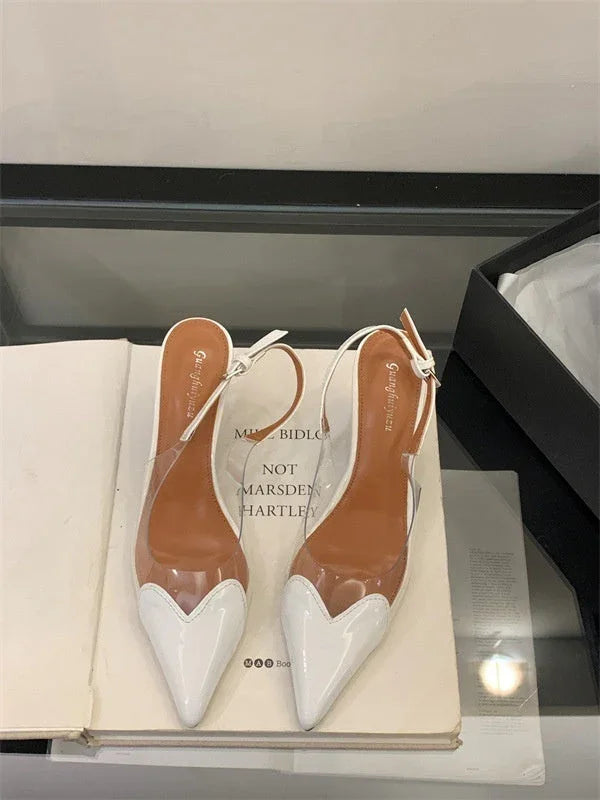 Women's Pointed Toe Transparent High Heels Buckle - VAleG