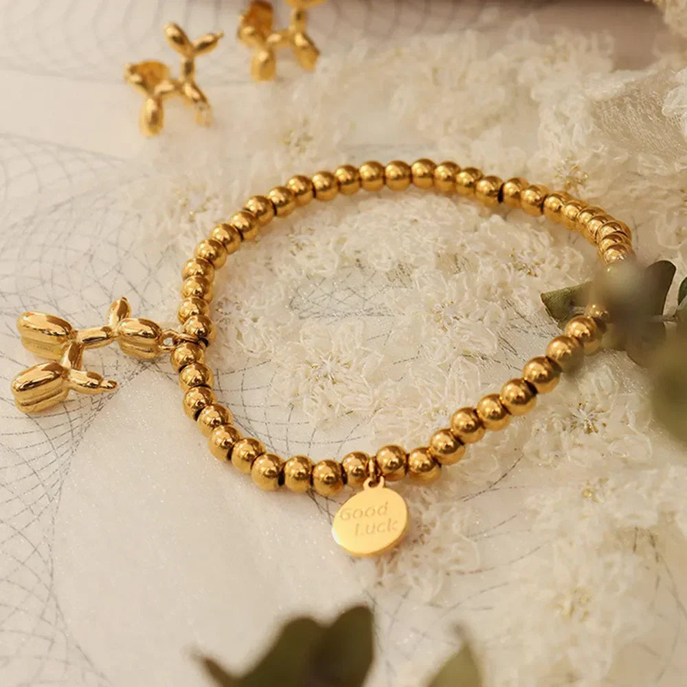 18K Gold-Plated Titanium Steel Puppy Shape Charm Bracelet - VAleG