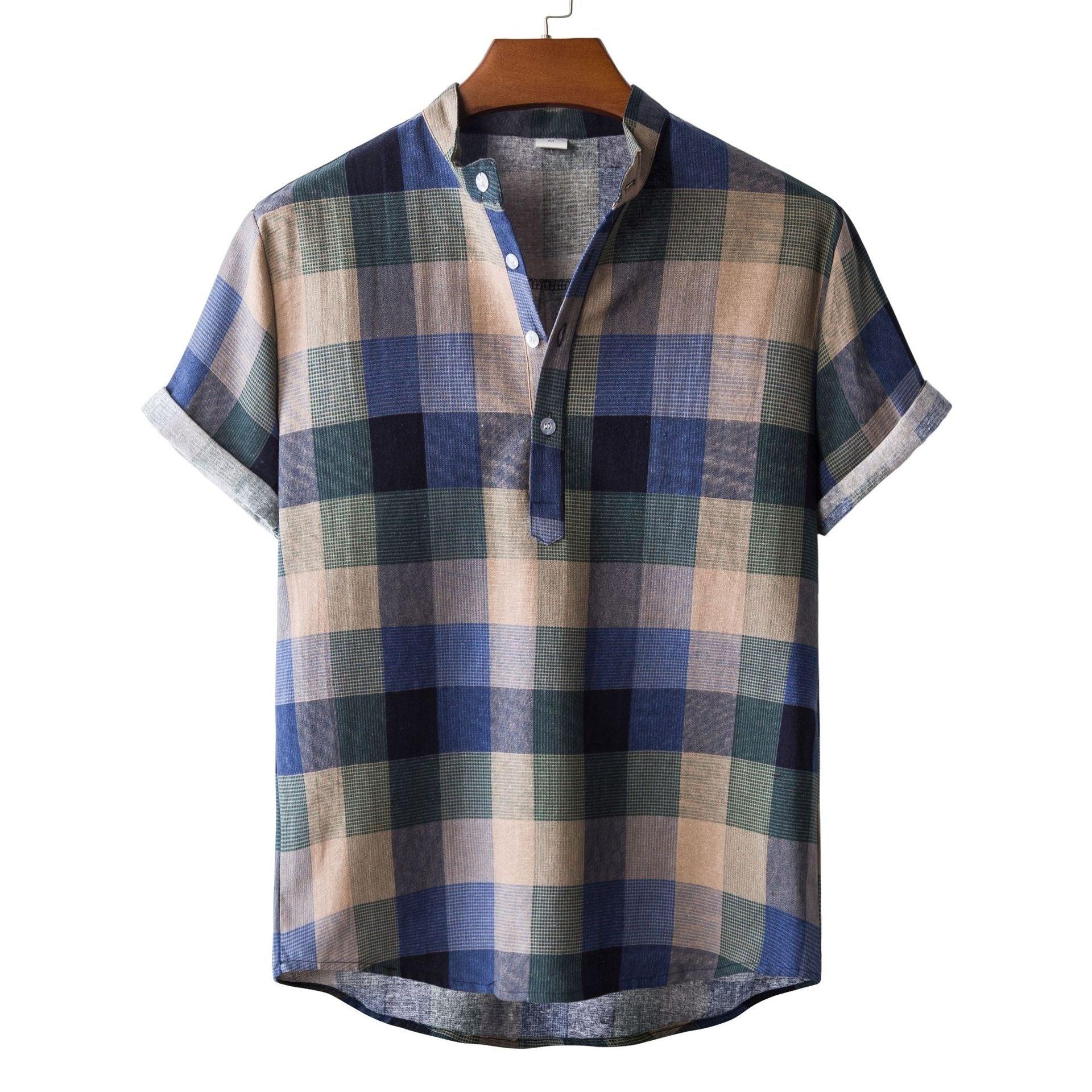 Lapel Cotton Slim-fit Printed Bamboo Shirt - VAleG