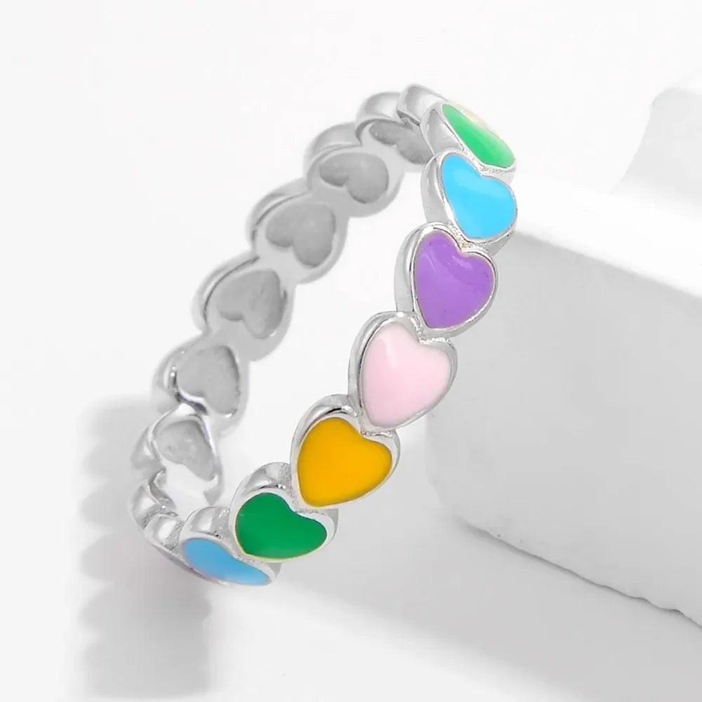 925 Sterling Silver Drip Oil Heart Ring - VAleG
