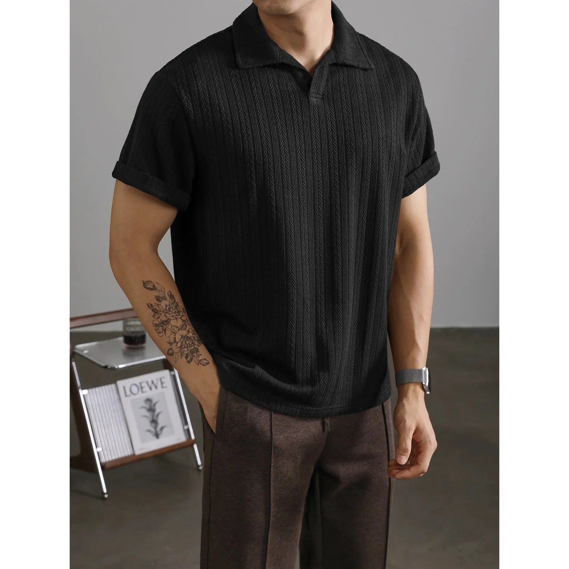 Wheat Woven Texture Summer Breathable Slim Fit Business - VAleG
