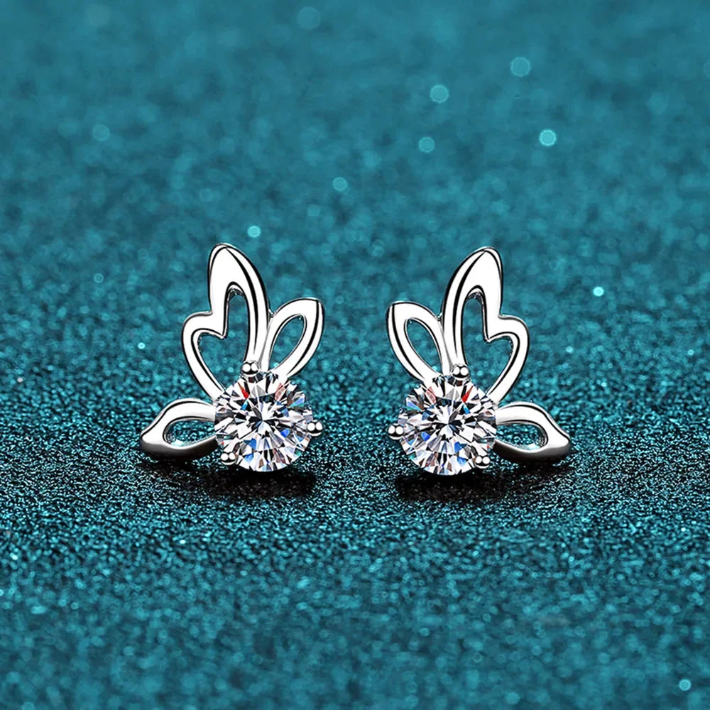 1 Carat Moissanite Butterfly Shape Earrings - VAleG