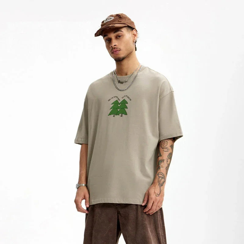 Pine Puff Print T-shirt Casual Pure Cotton - VAleG