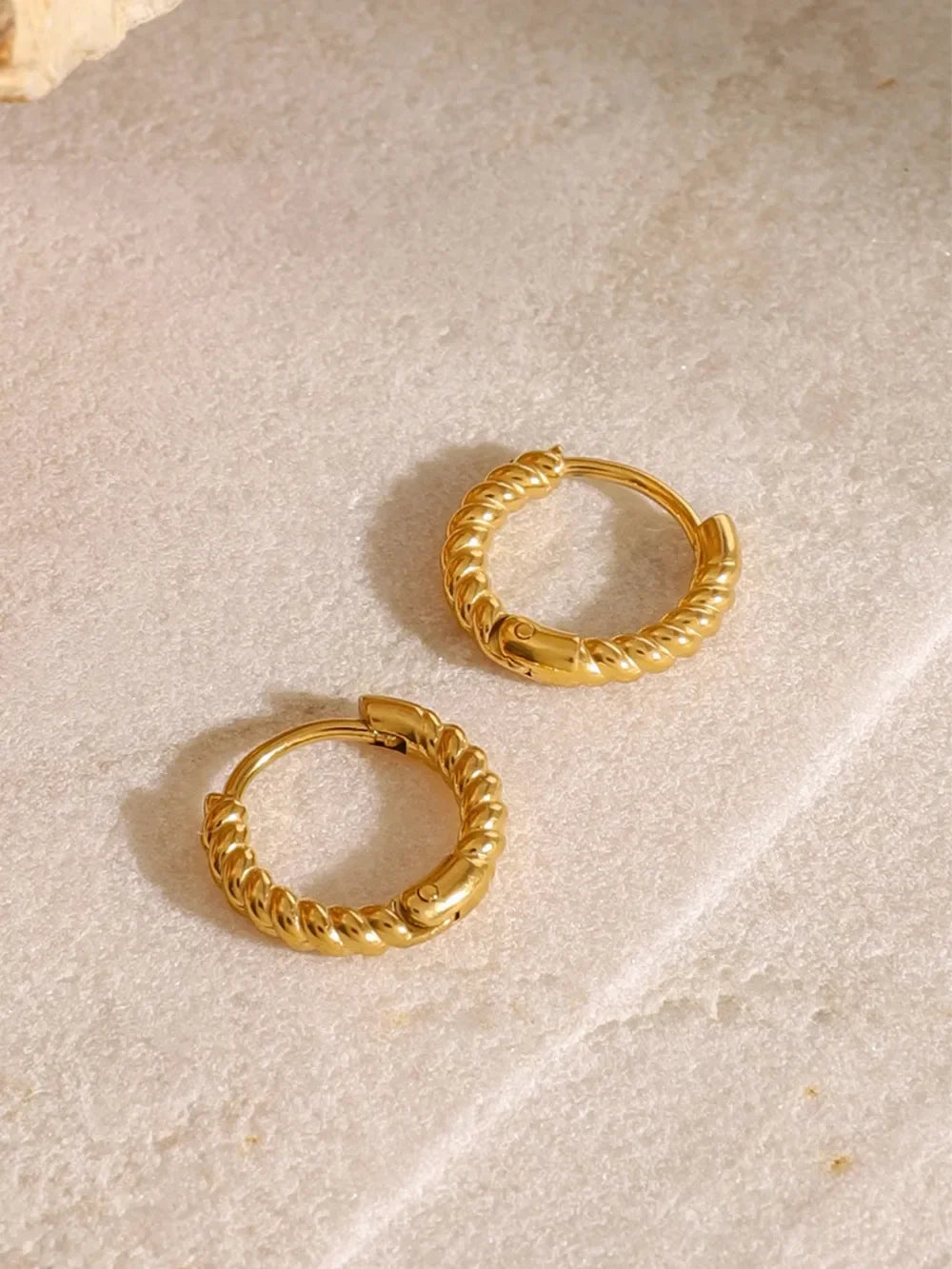 18K Gold-Plated Stainless Steel Huggie Earrings - VAleG