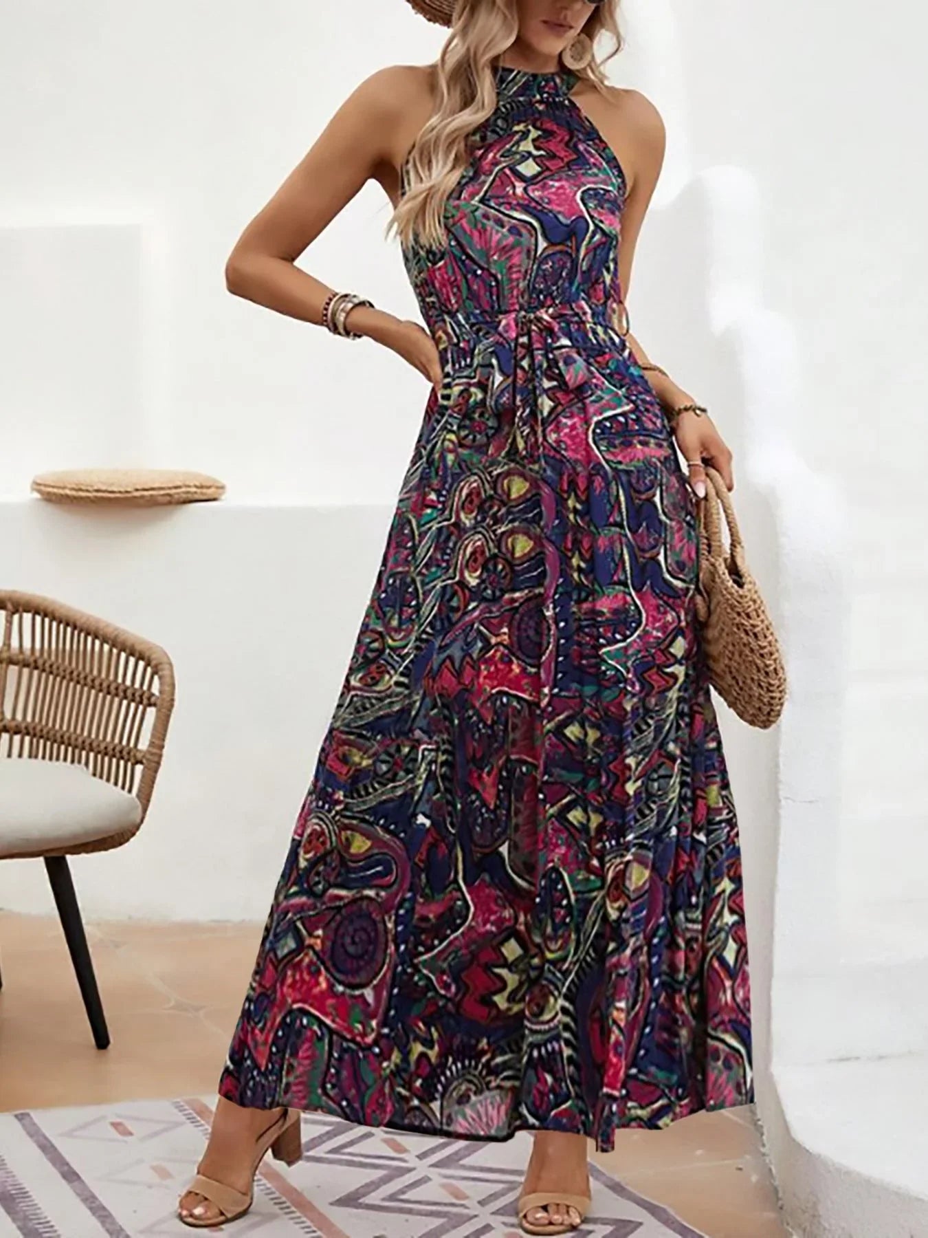 Bohemian Retro Halter Dress Women - VAleG