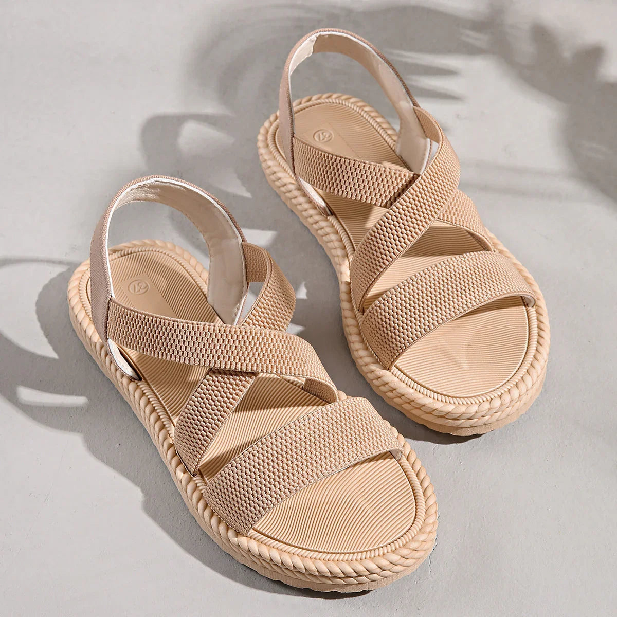 Women's Elastic Band Casual Student Plus Size Beach Roman Sandals - VAleG