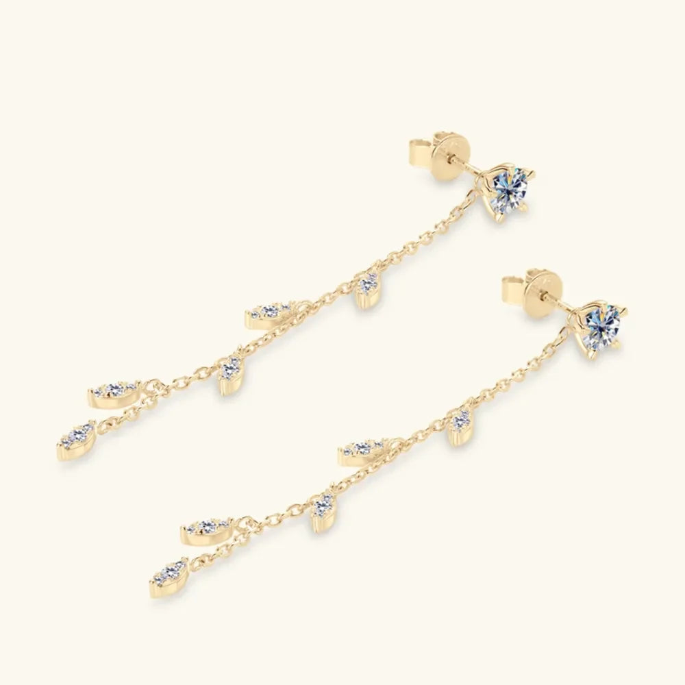 1.38 Carat Moissanite 925 Sterling Silver Leaf Earrings - VAleG