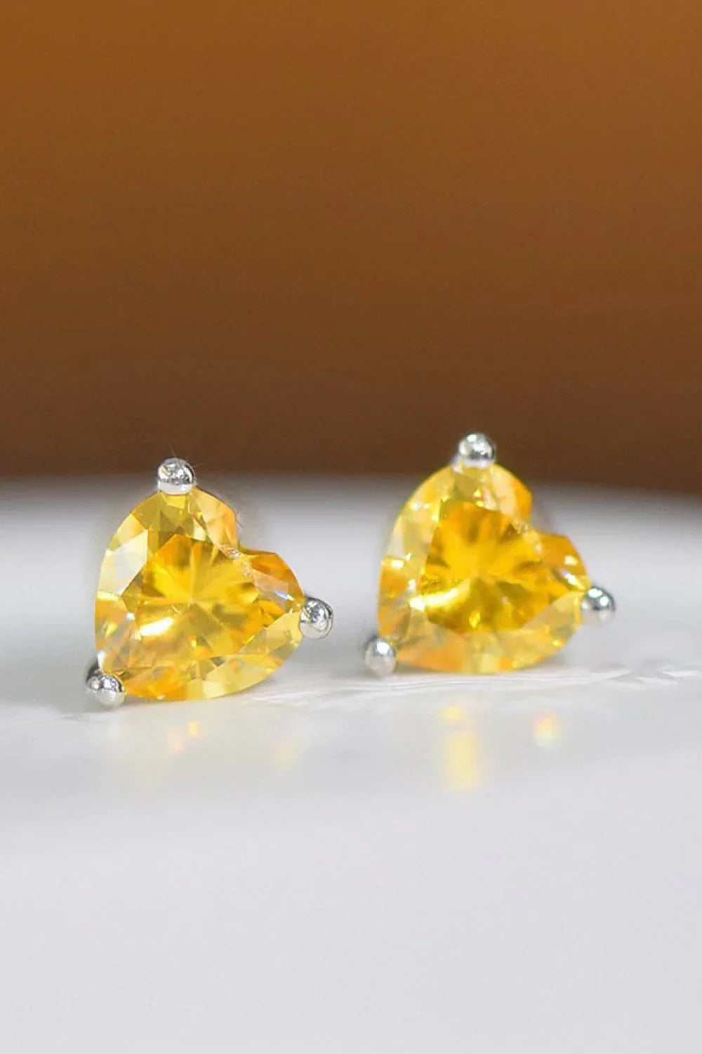 2 Carat Yellow Heart Moissanite Platinum-Plated Earrings - VAleG