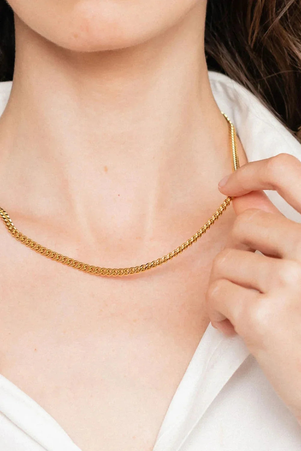18K Gold Plated Curb Chain Necklace - VAleG