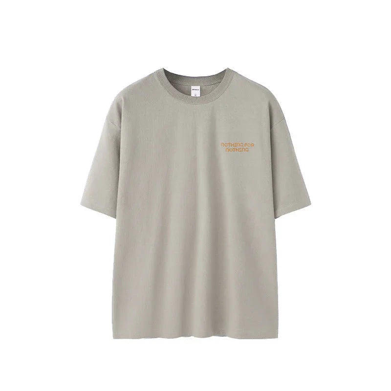 Thread Collar Embroidered T-shirt Retro Heavy Pit Short Sleeve - VAleG