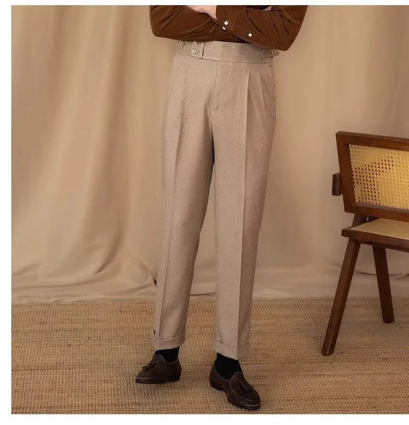 Casual Straight Slim Fit Buckle Suit Pants - VAleG