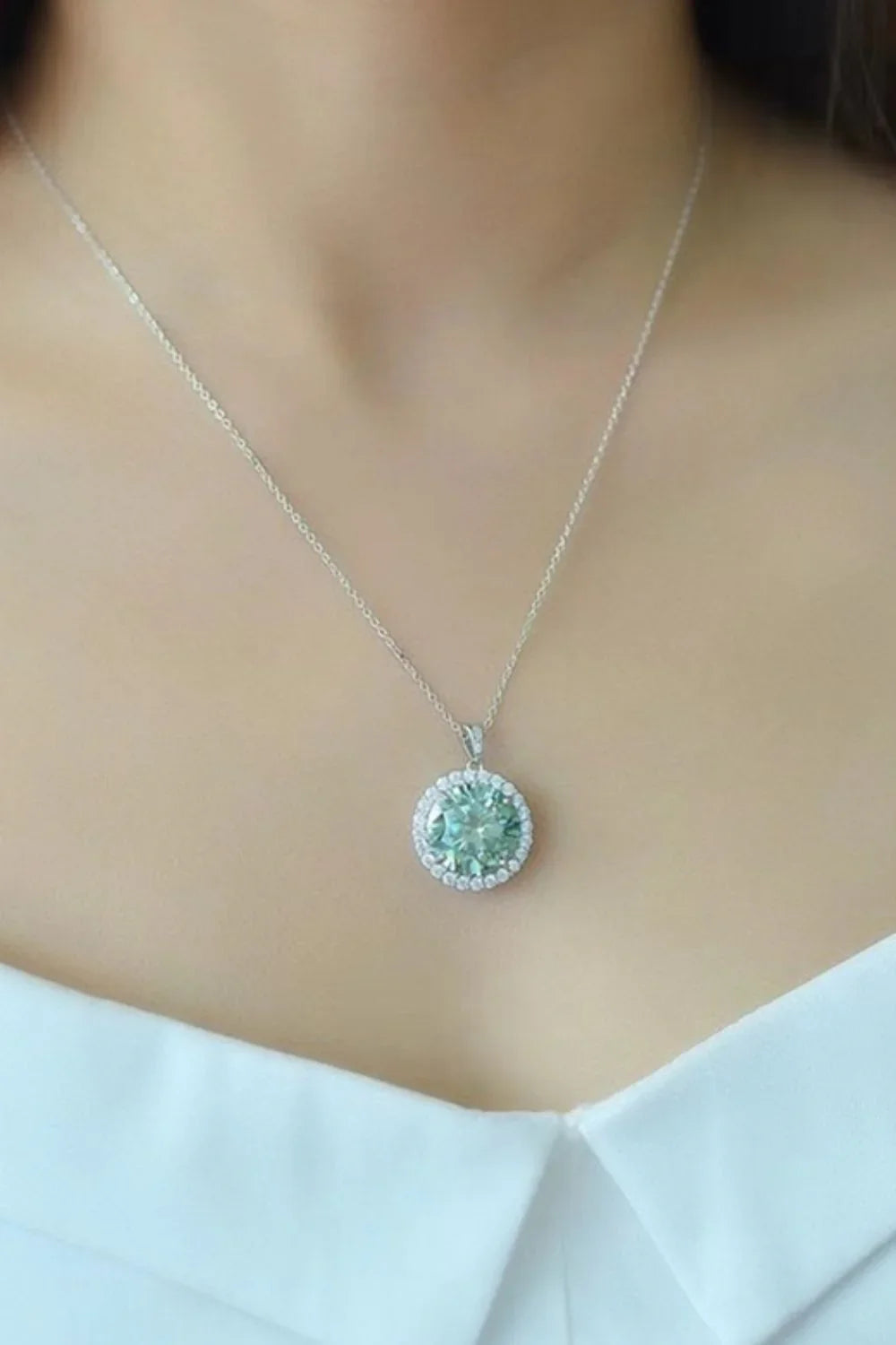 10 Carat Moissanite Pendant Platinum-Plated Necklace - VAleG