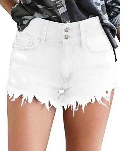 Sexy Denim Shorts With Buckles And Slits - VAleG
