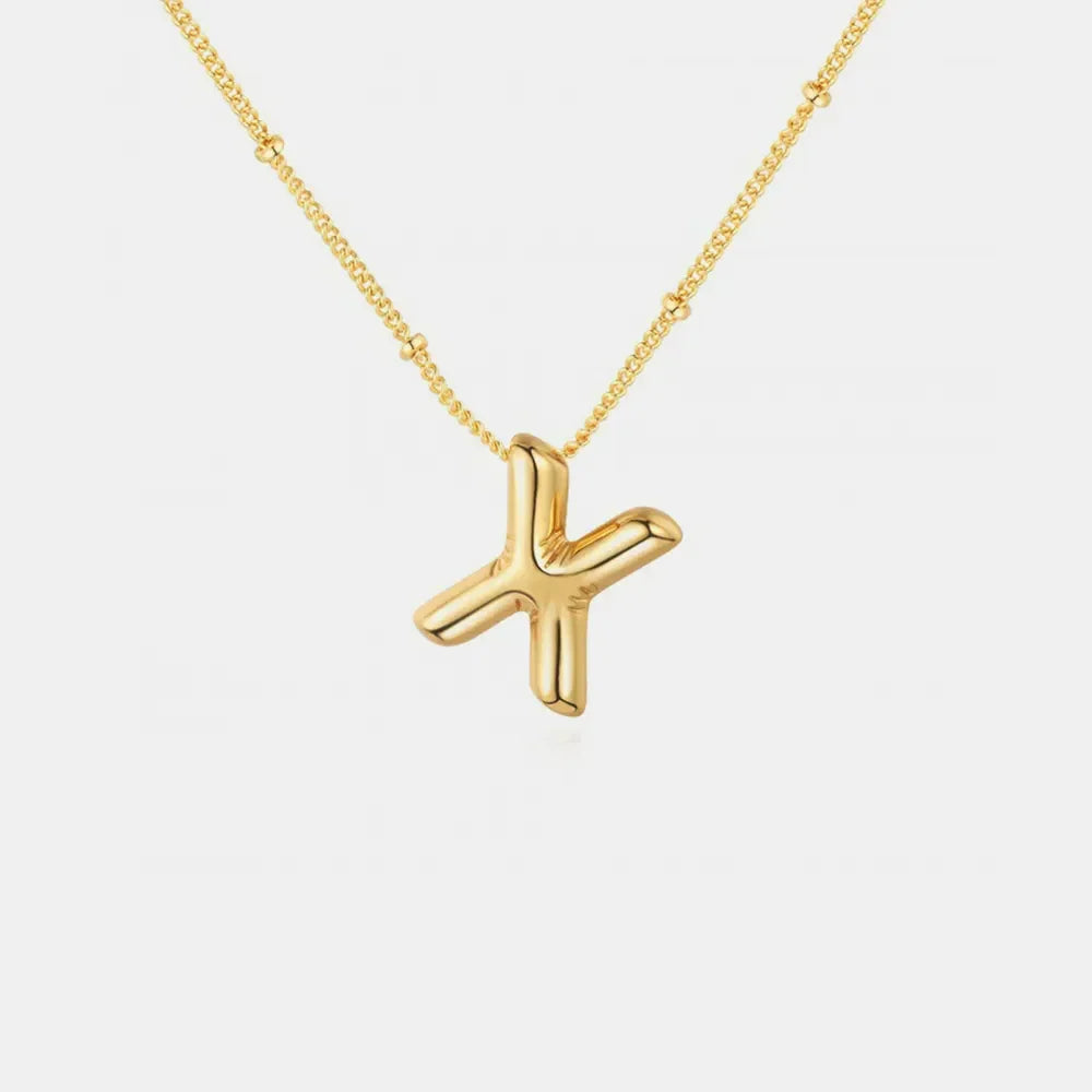 Gold-Plated Bubble Initial Necklace - VAleG