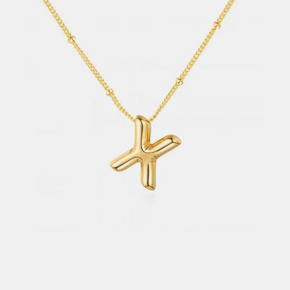 Gold-Plated Bubble Initial Necklace - VAleG