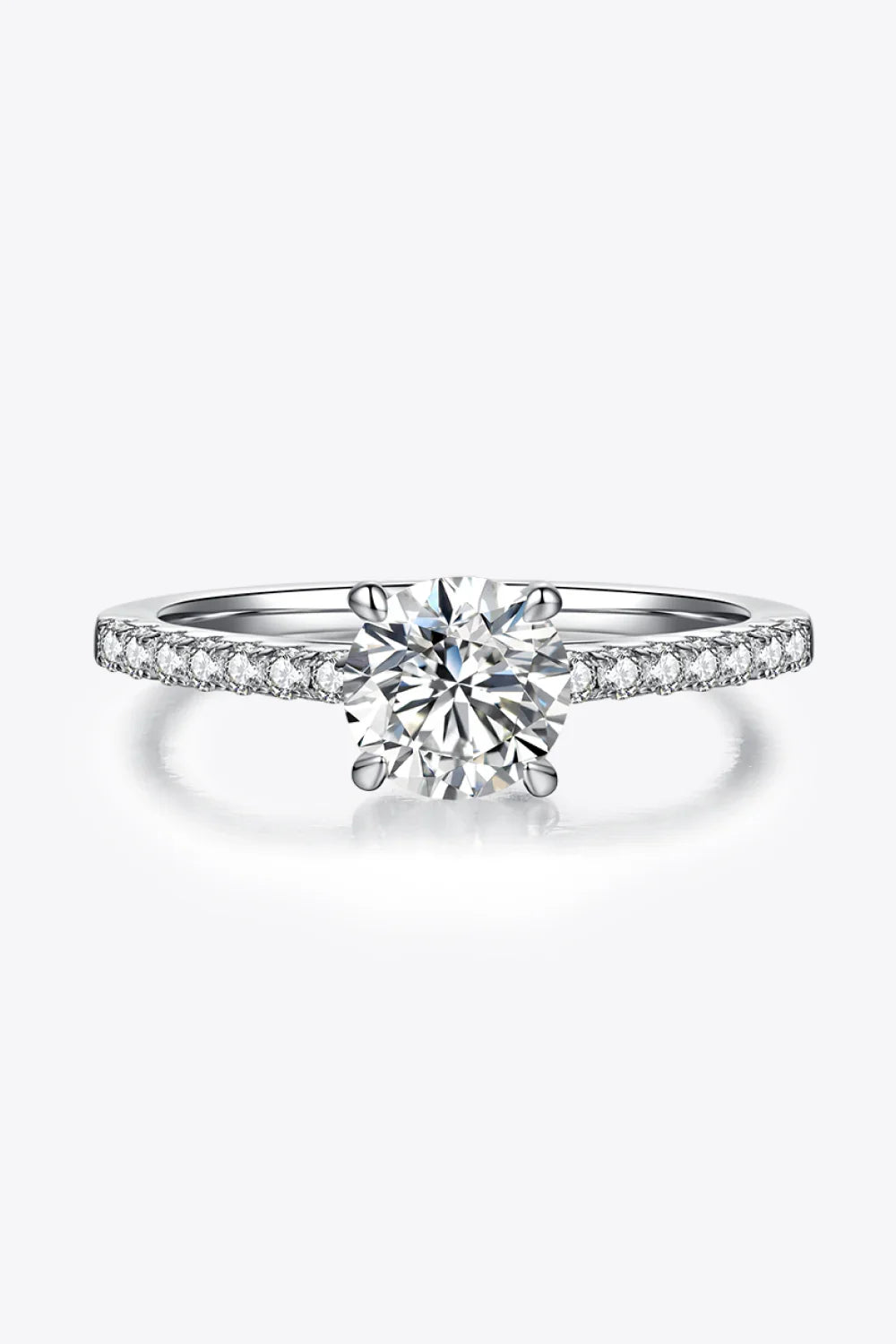 1 Carat Moissanite 925 Sterling Silver Side Stone Ring - VAleG