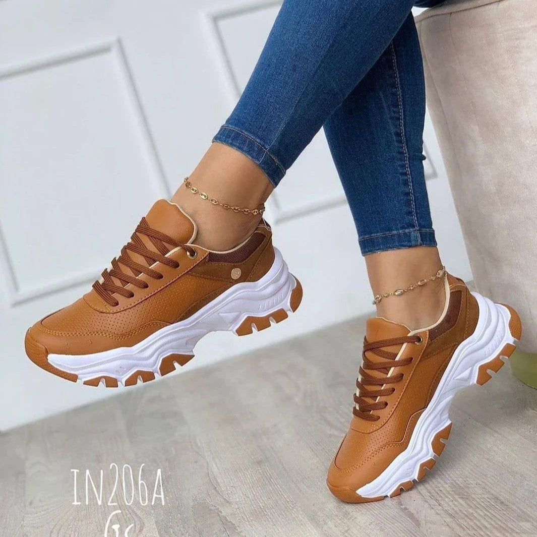 Women's Platform Pure Color Tied Shoes - VAleG