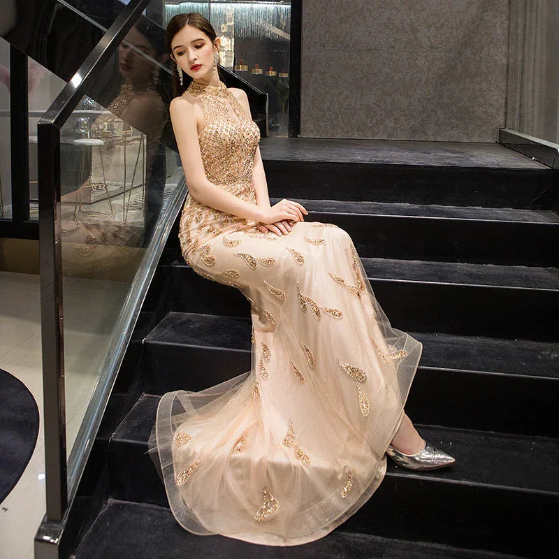 Temperament Fishtail Long Neck Thin Dress - VAleG