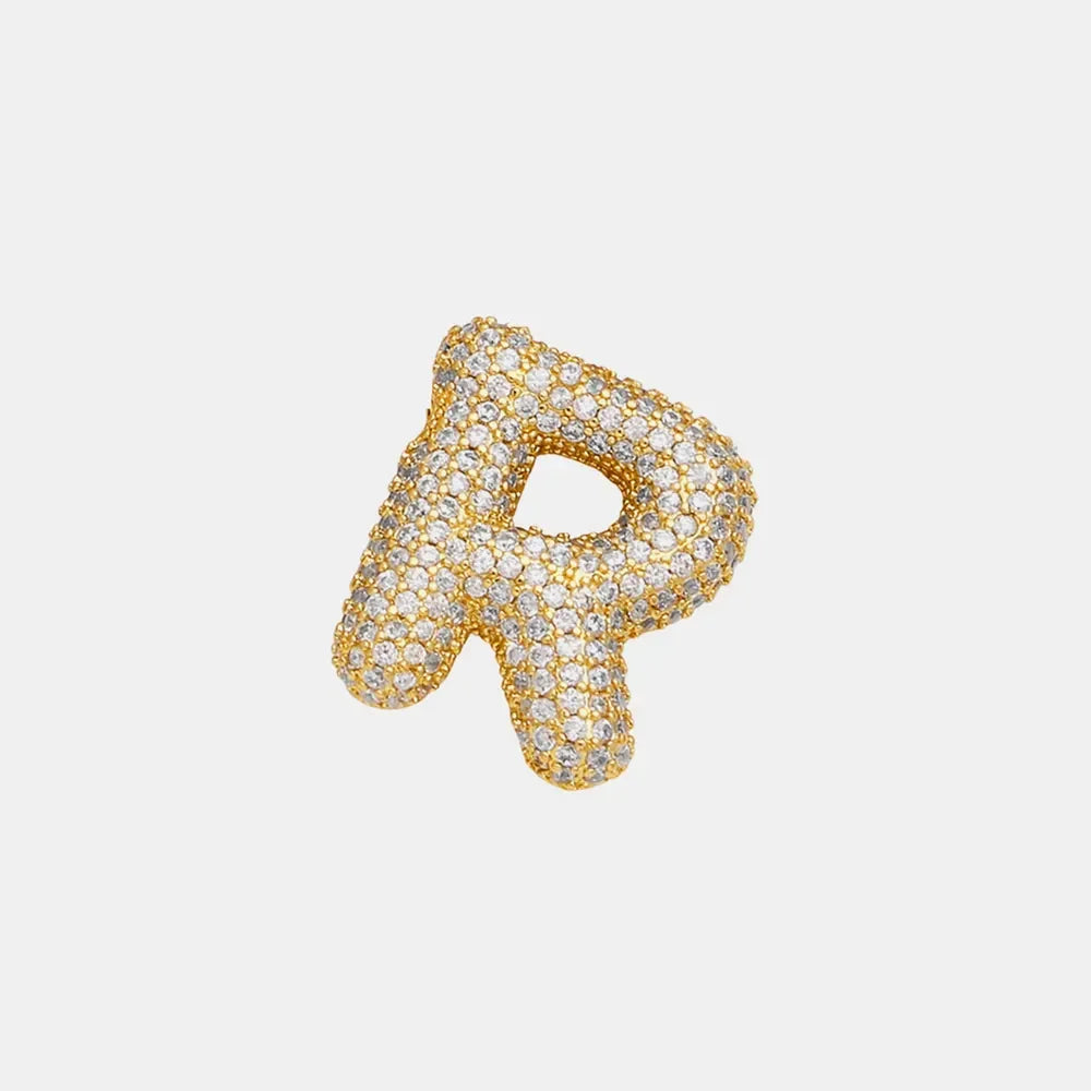 Inlaid Zircon Bubble Initial Necklace - VAleG