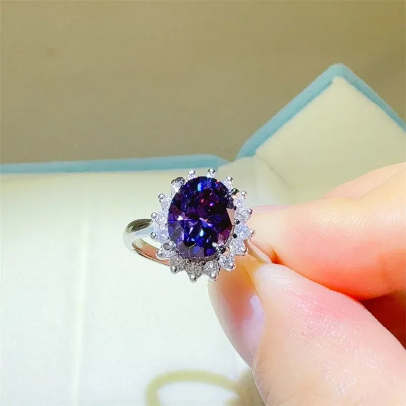 2 Carat 925 Sterling Silver Oval Moissanite Ring - VAleG