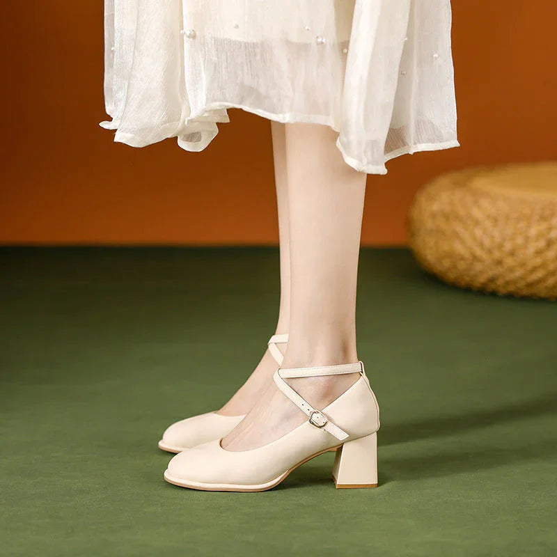 Women's Chunky Heel High Heel Shoes Strap - VAleG