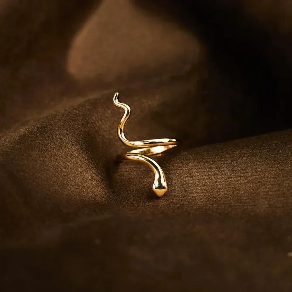 Snake Shape 18K Gold-Plated Bypass Ring - VAleG