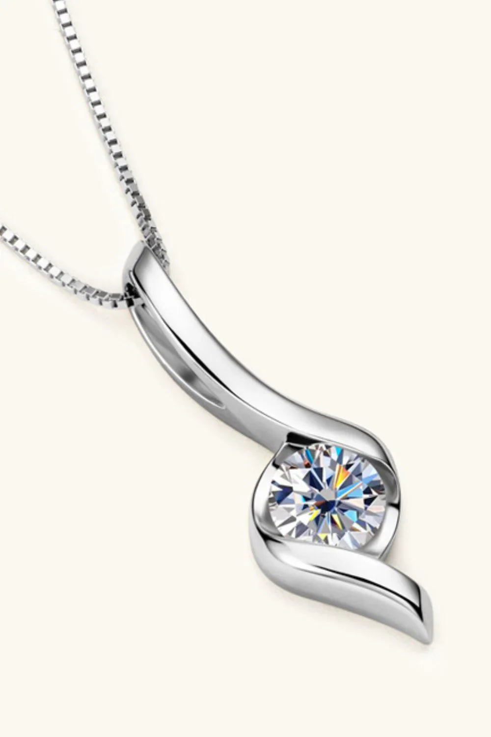 1 Carat Moissanite 925 Sterling Silver Necklace - VAleG
