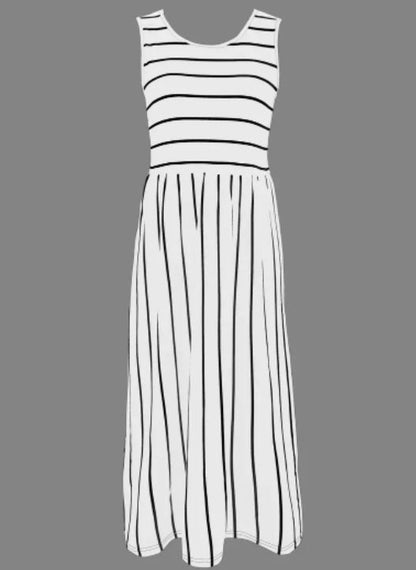 Print Crew Neck Tank Dress - VAleG
