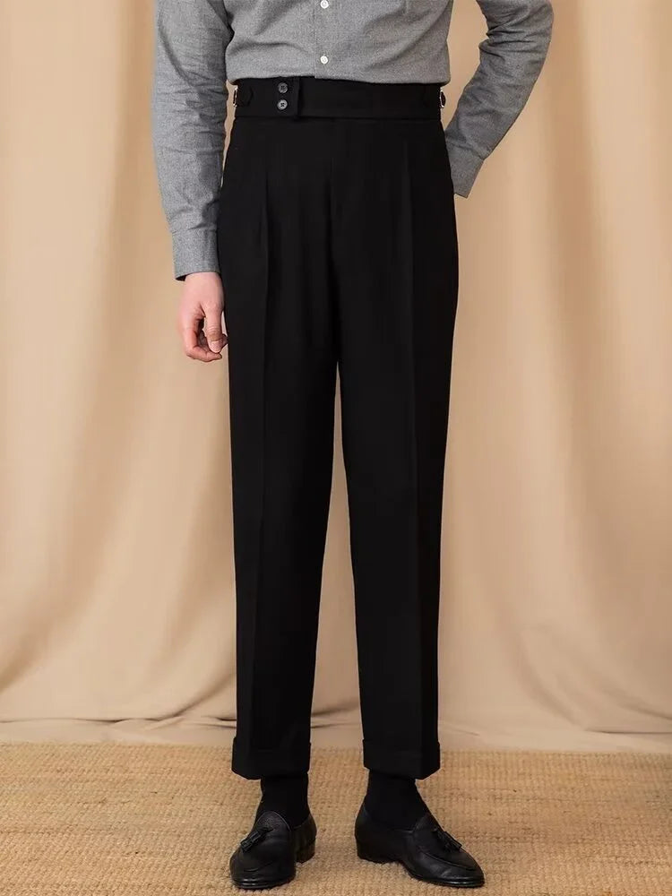 Casual Straight Slim Fit Buckle Suit Pants - VAleG