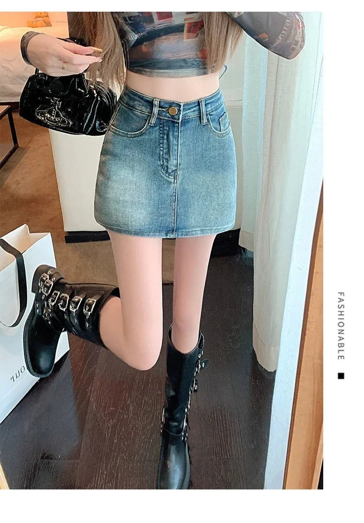 Retro Denim High Waist Hip Skirt - VAleG