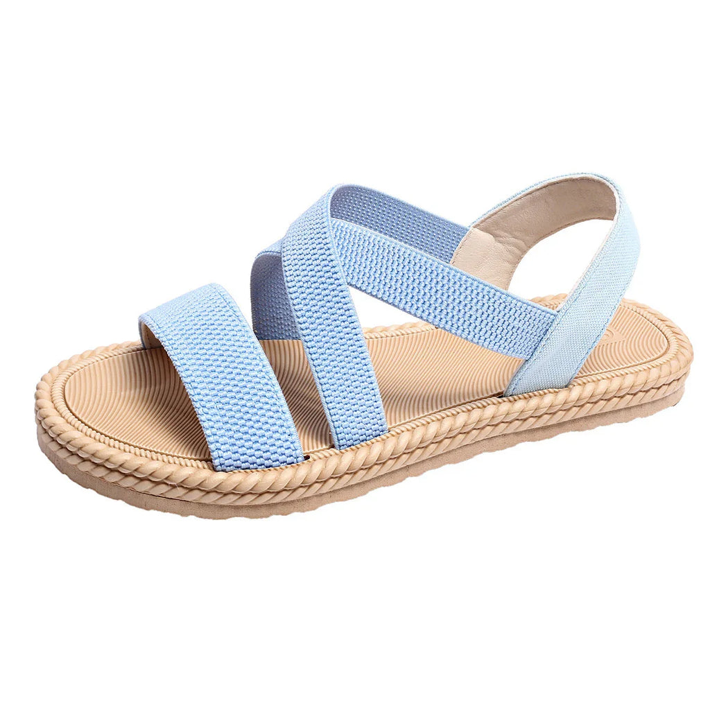 Women's Elastic Band Casual Student Plus Size Beach Roman Sandals - VAleG
