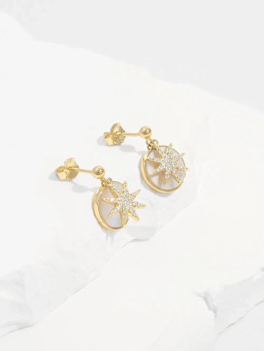 18K Gold-Plated 925 Sterling Silver Star Shape Earrings - VAleG