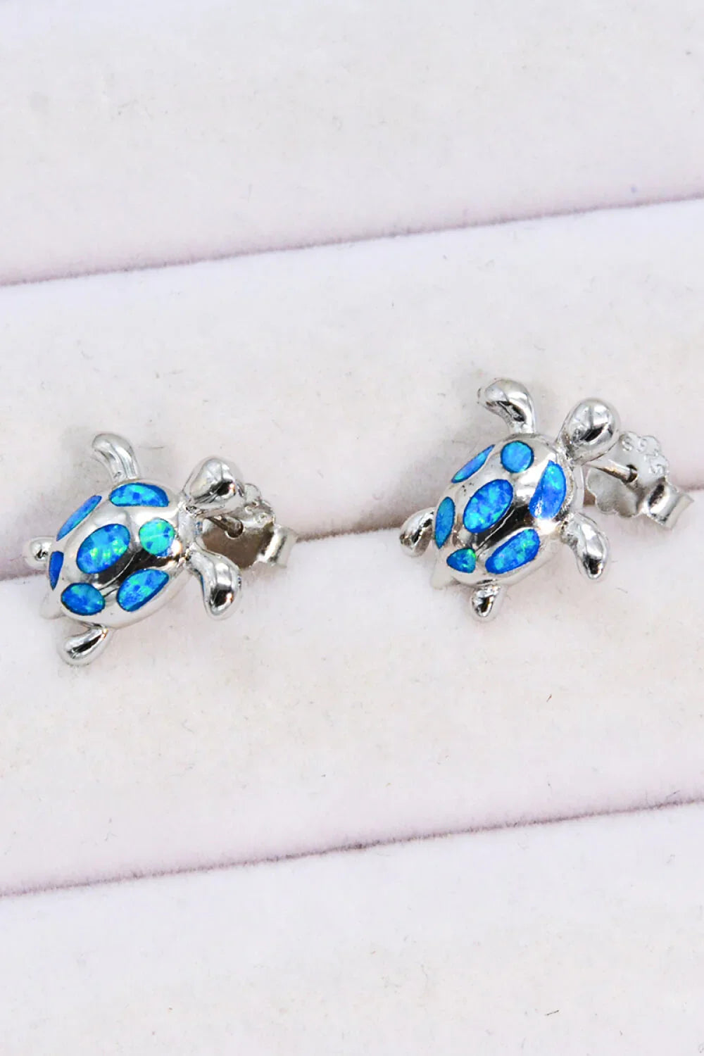 Opal Turtle Platinum-Plated Stud Earrings - VAleG