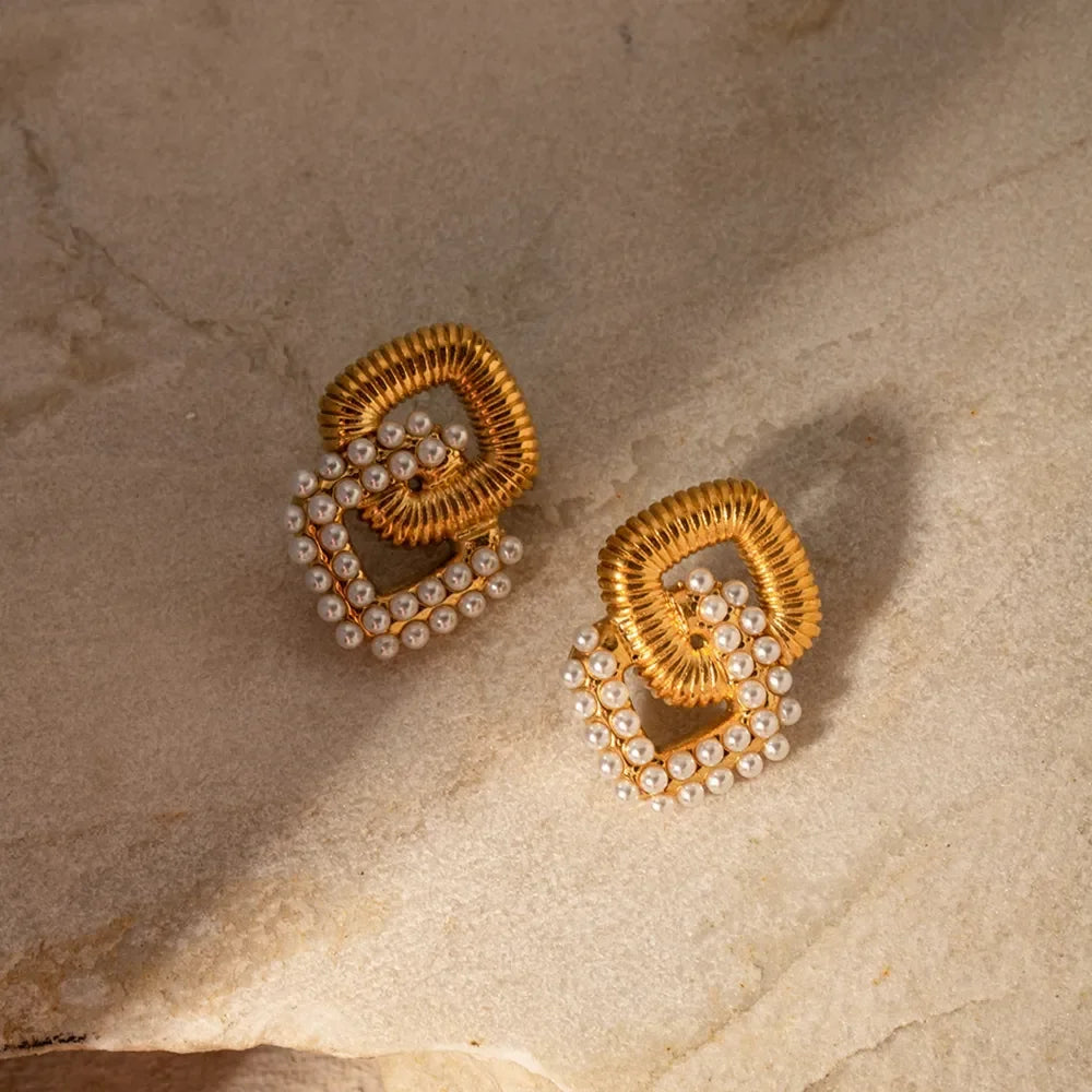 18K Gold-Plated Stainless Steel Square Earrings - VAleG