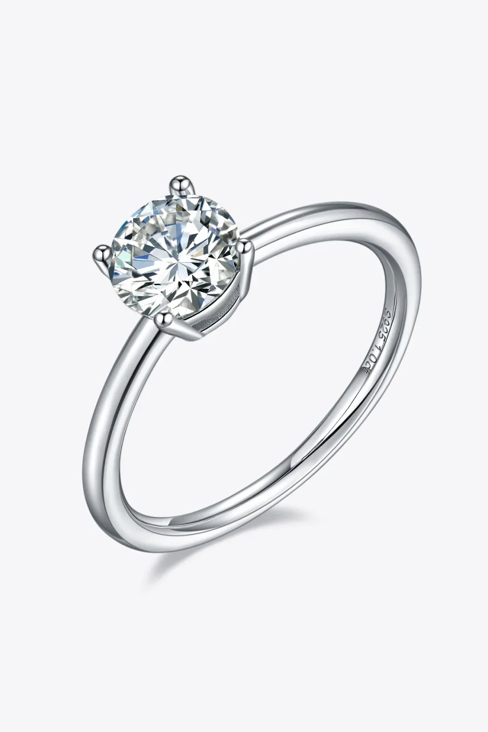 1 Carat Moissanite 925 Sterling Silver Solitaire Ring - VAleG