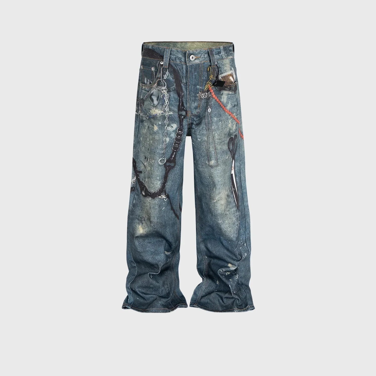 Men's And Women's Same Washed Old Straight-leg Trousers - VAleG
