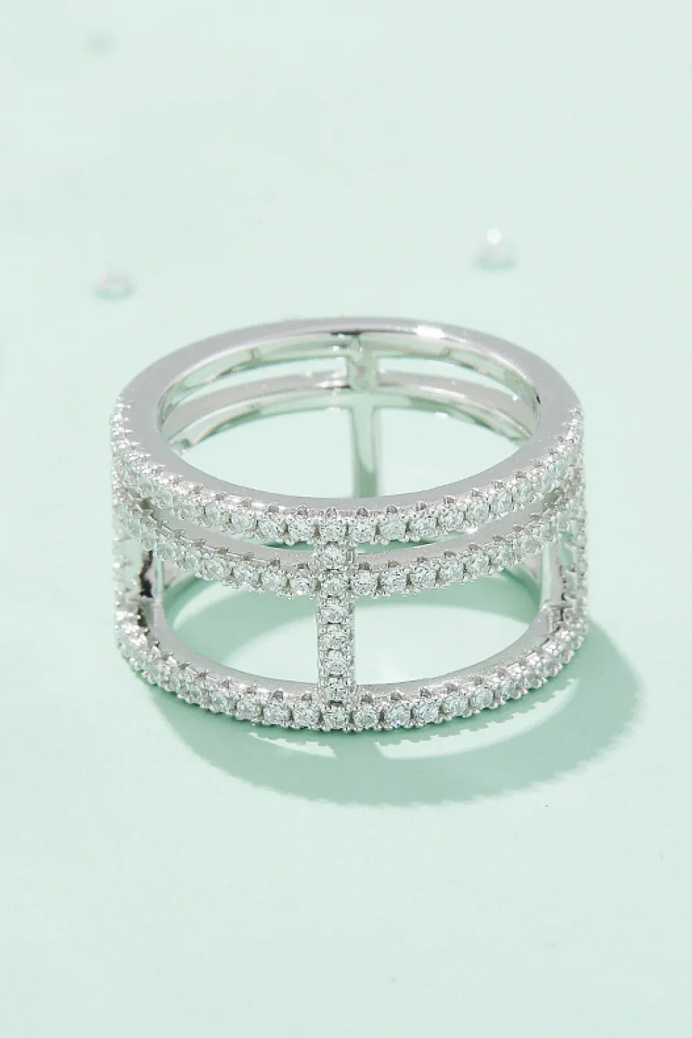 Adored Moissanite Cutout Wide Ring - VAleG