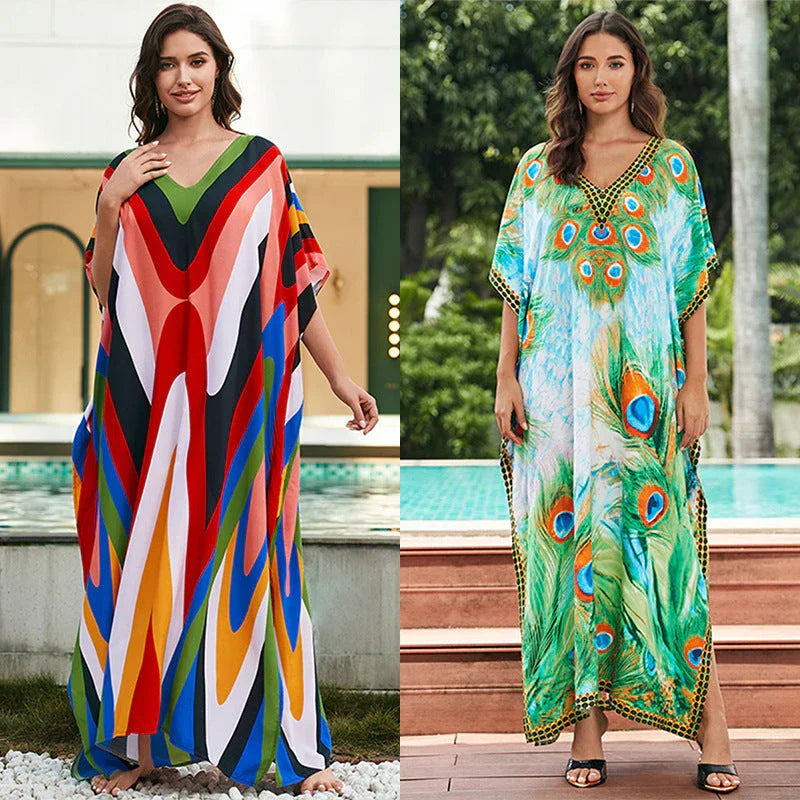 Women's Cotton Tie Dyed Beach Dress - VAleG