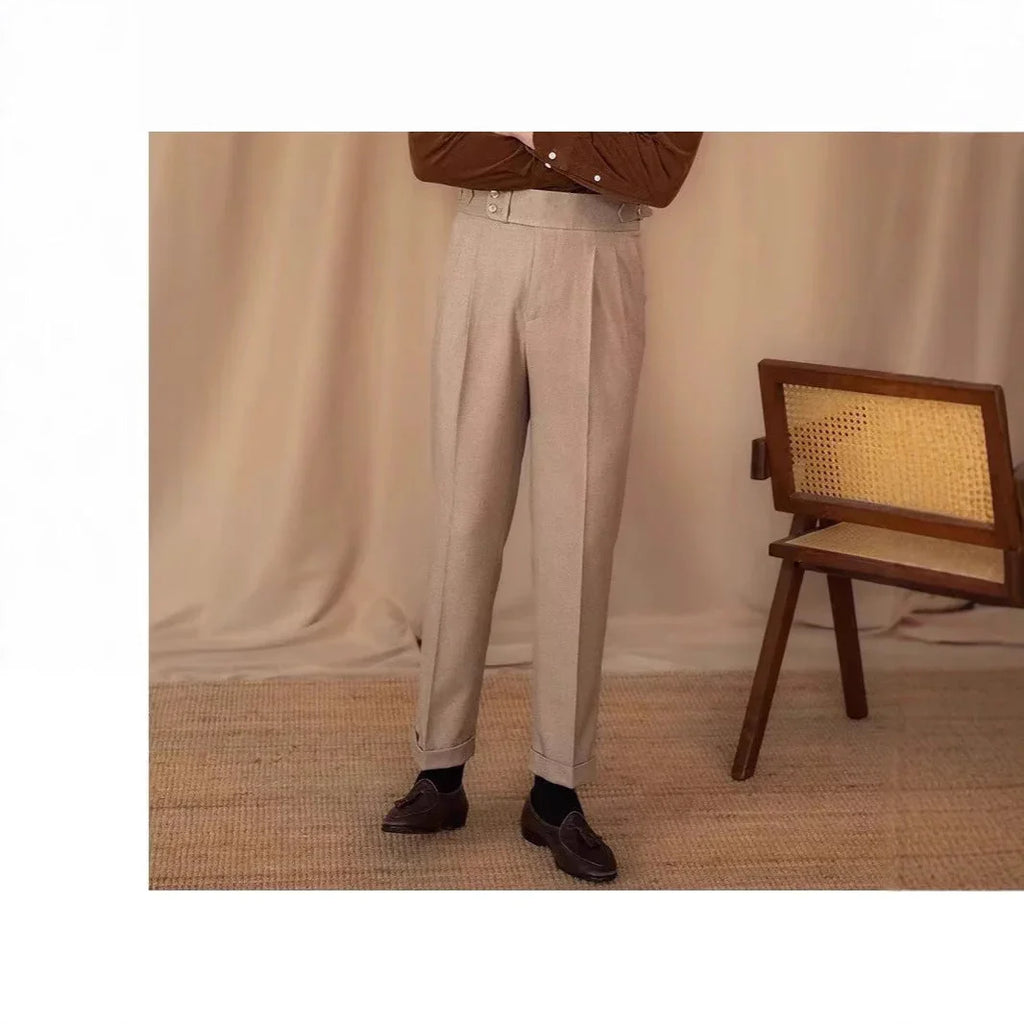 Casual Straight Slim Fit Buckle Suit Pants - VAleG