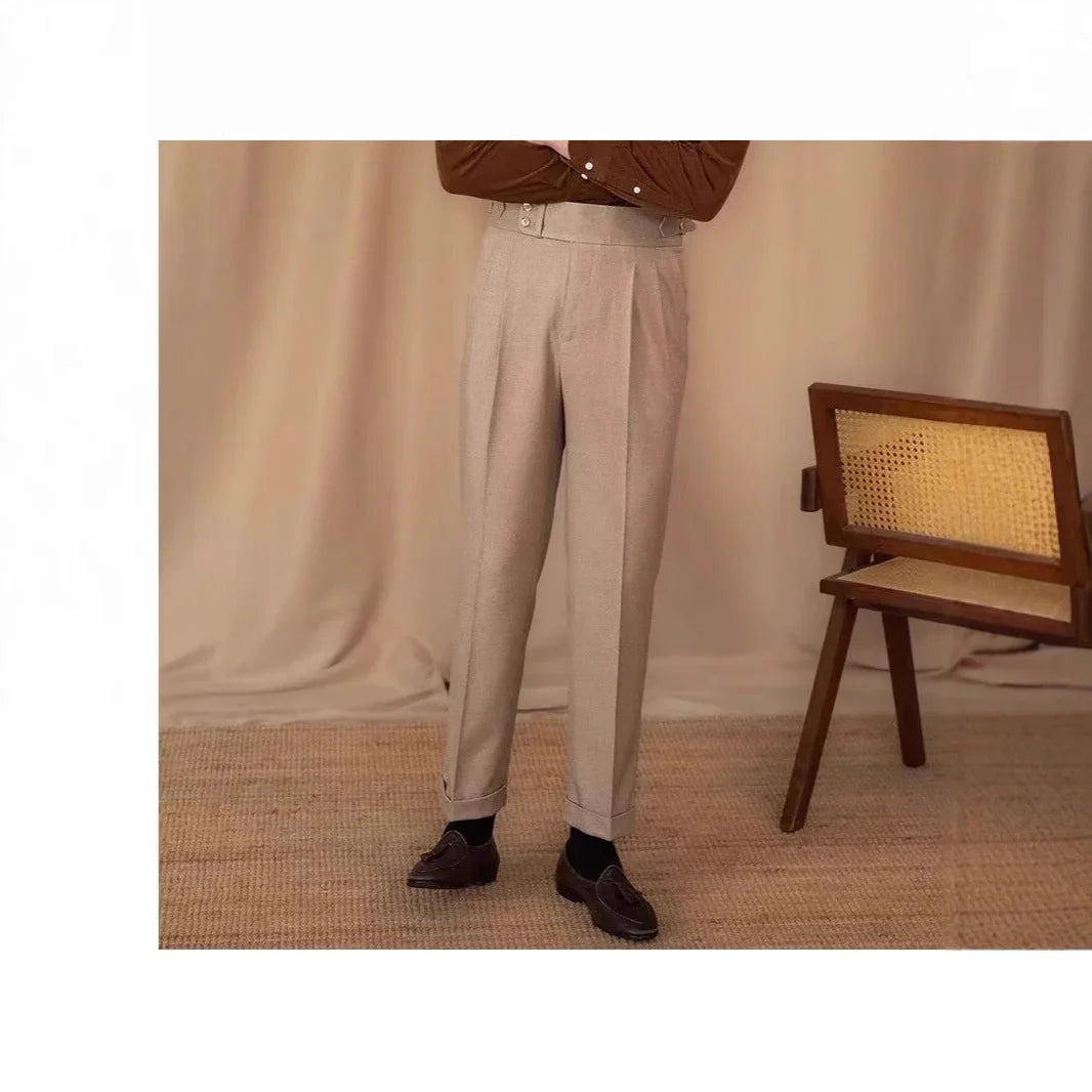 Casual Straight Slim Fit Buckle Suit Pants - VAleG