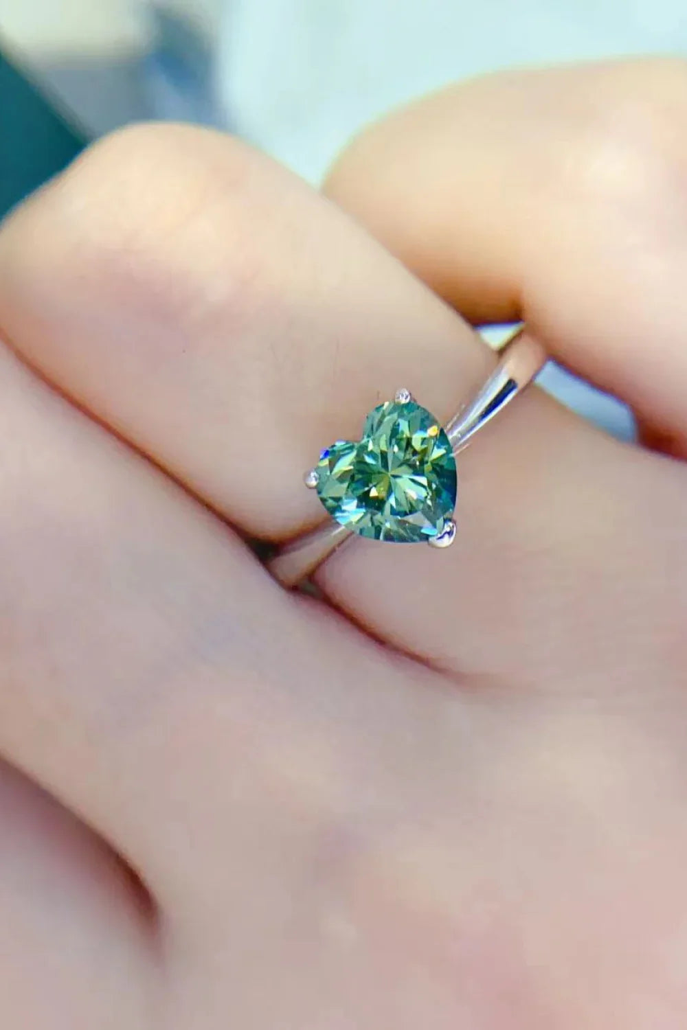 1 Carat Moissanite Heart 925 Sterling Silver Ring - VAleG