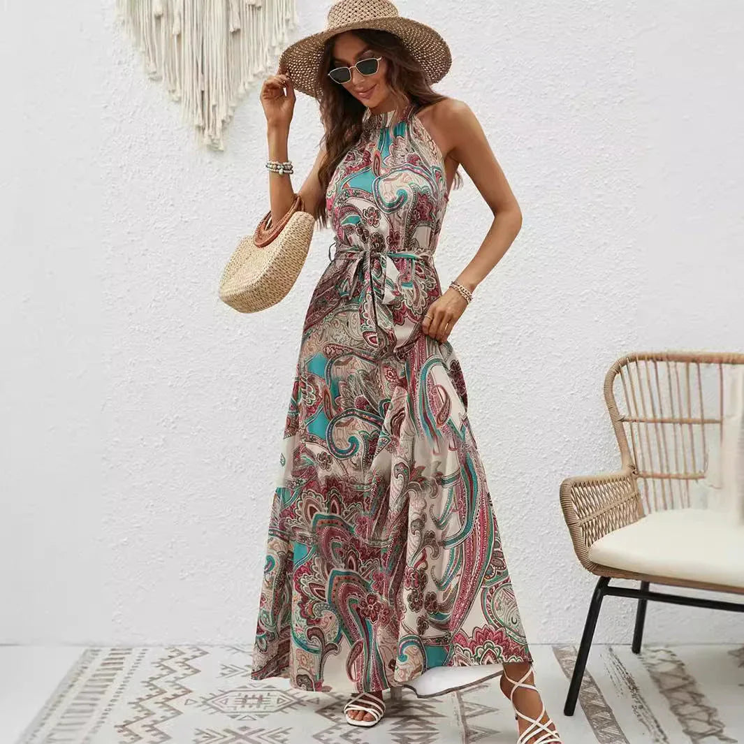 Bohemian Retro Halter Dress Women - VAleG