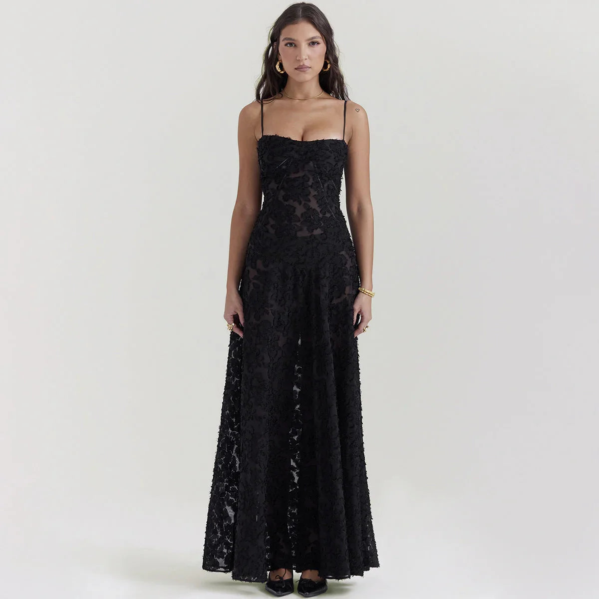 Fashion Suspender Lace Long Dress Summer Strapless Collar Elegant Evening Dresses For Women - VAleG